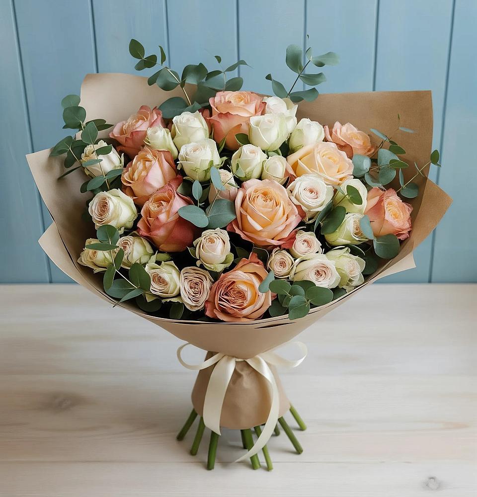 Букет цветов из: Альстромерии и Розы в Бачатском