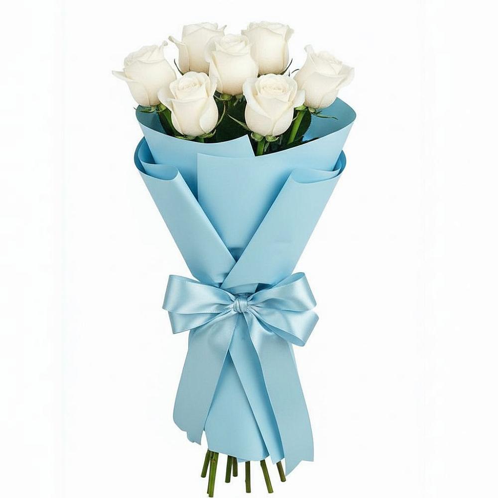 Букет 7 белых роз Проуд в Бачатском
