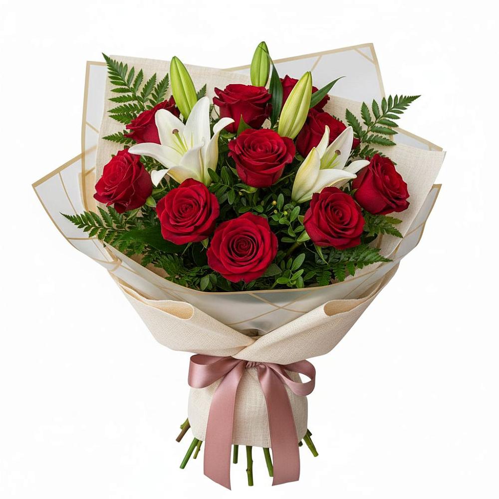 Букет цветов из: Лилии и Розы в Бачатском