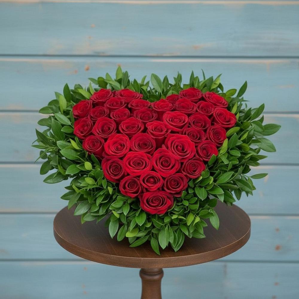 Цветочная композиция из Розы в виде сердца в Бачатском