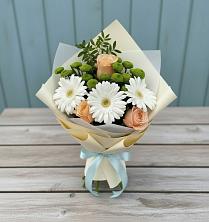 Букет цветов из:  Герберы, Розы и Хризантемы в Бачатском