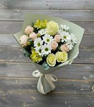 Букет цветов из:  Альстромерии, Розы и Хризантемы в Бачатском