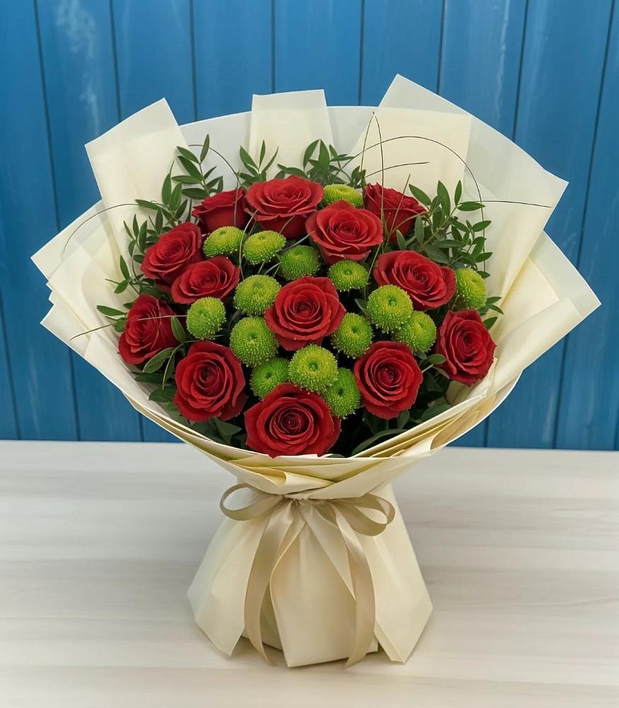 Букет цветов из: Розы и Хризантемы в Бачатском